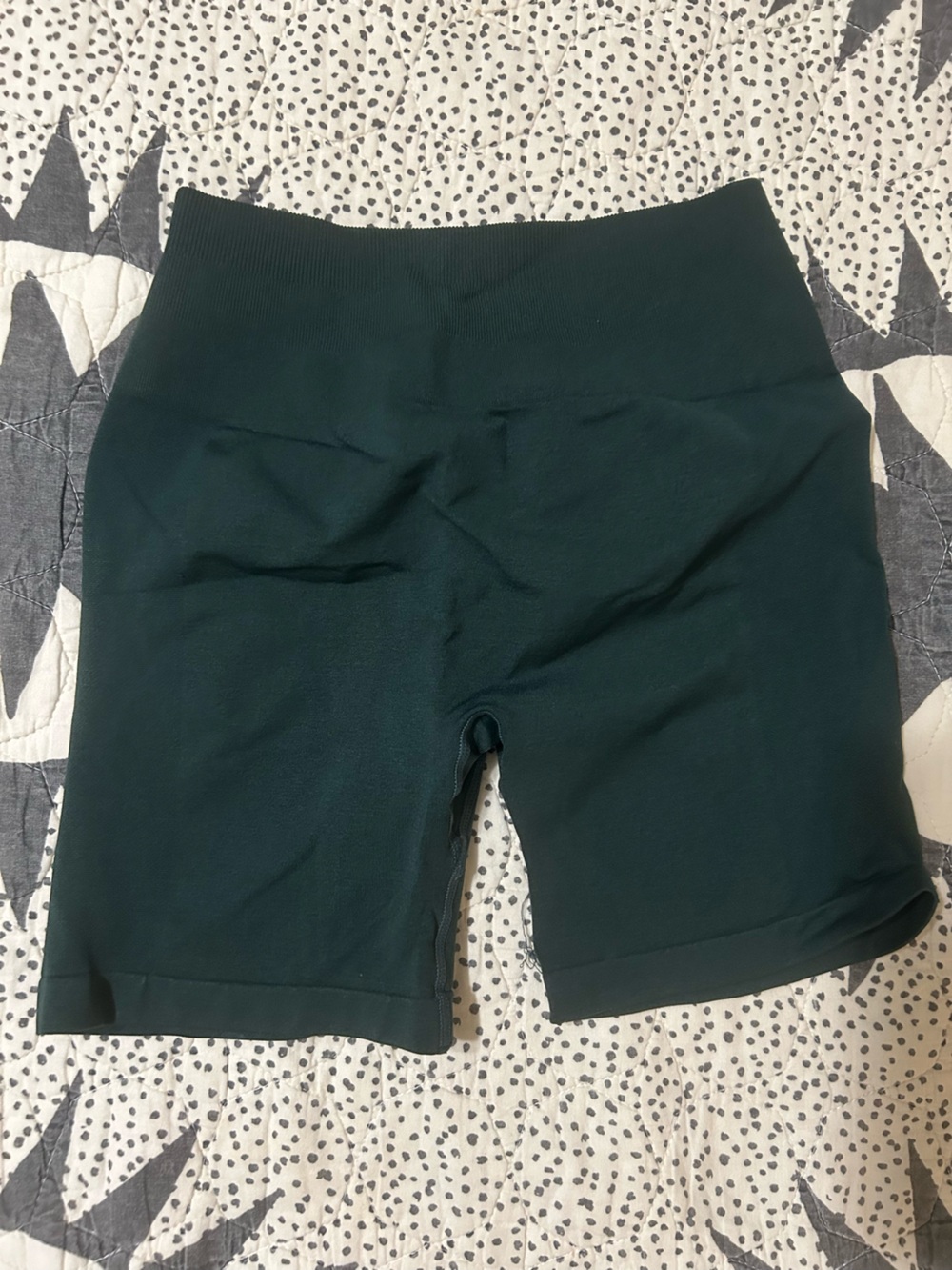 High-Waist Dark Green Athletic Bike Shorts
